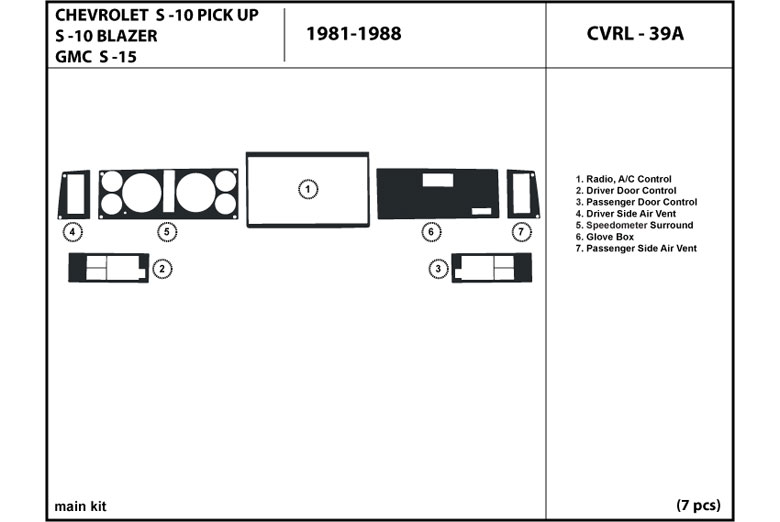 1982 Chevrolet S-10 DL Auto Dash Kit Diagram
