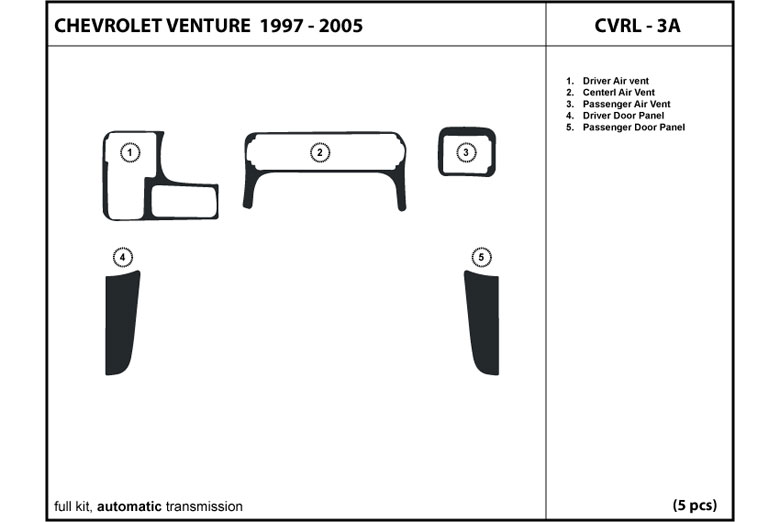 1997 Chevrolet Venture DL Auto Dash Kit Diagram