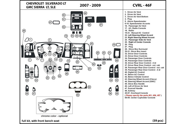 2007 GMC Sierra DL Auto Dash Kit Diagram
