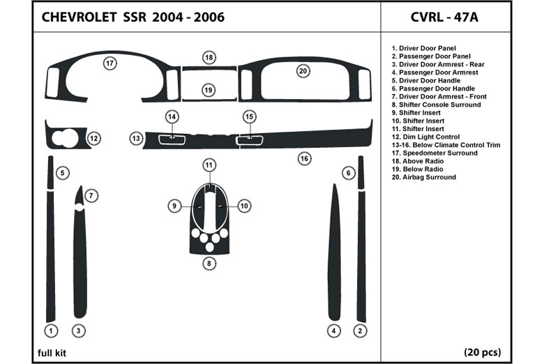 DL Auto™ Chevrolet SSR 2003-2006 Dash Kits