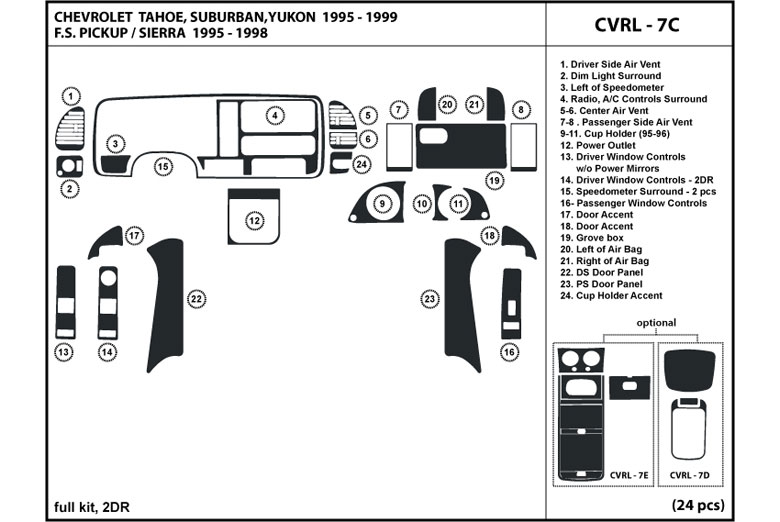 1995 GMC Yukon DL Auto Dash Kit Diagram