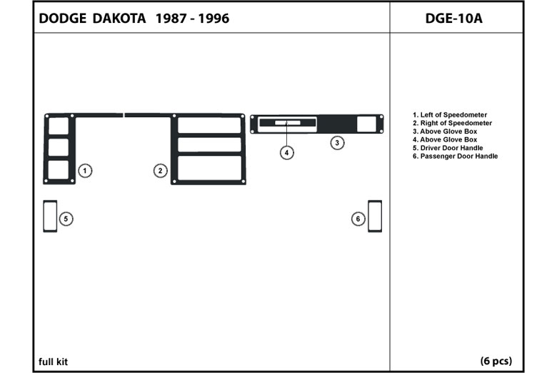 1987 Dodge Dakota DL Auto Dash Kit Diagram