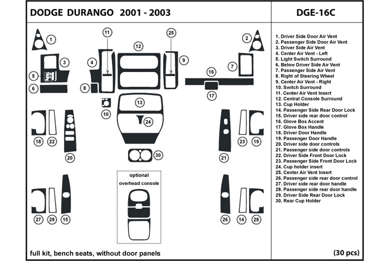DL Auto™ Dodge Durango 2001-2003 Dash Kits