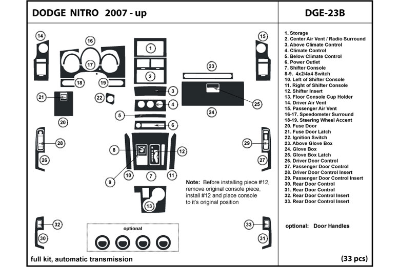 2007 Dodge Nitro DL Auto Dash Kit Diagram