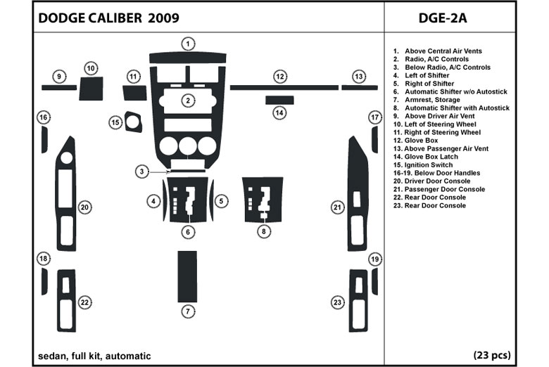 2009 Dodge Caliber DL Auto Dash Kit Diagram