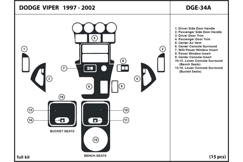 DL Auto™ Dodge Viper 1997-2002 Dash Kits