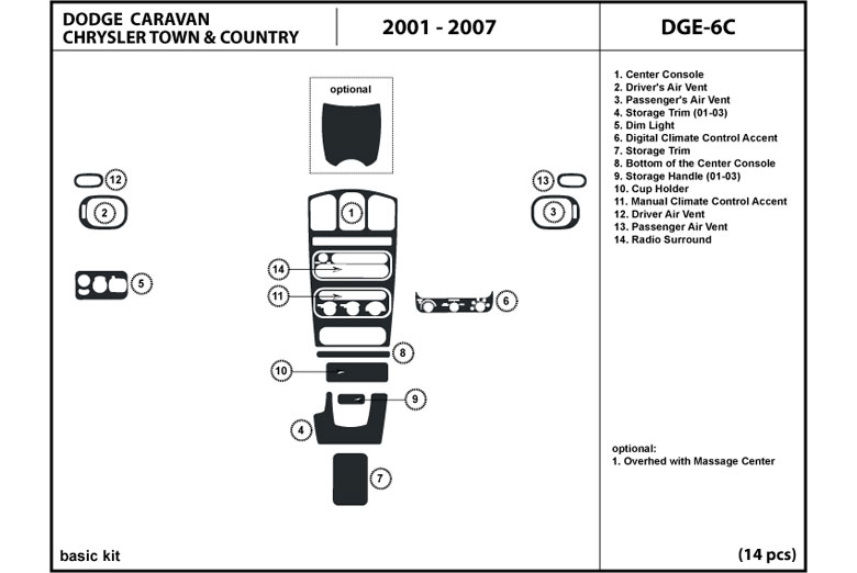 DL Auto™ Dodge Caravan 2001-2007 Dash Kits