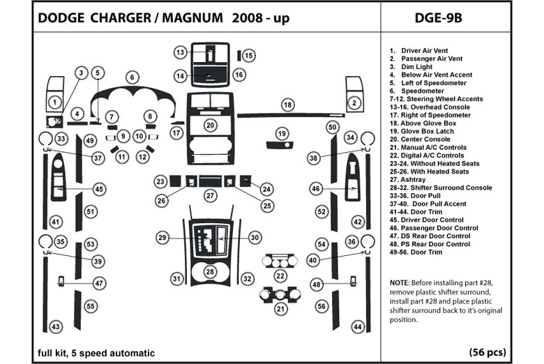 2008 Dodge Magnum DL Auto Dash Kit Diagram