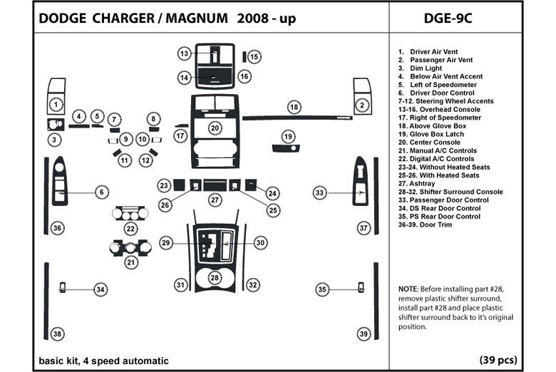DL Auto™ Dodge Charger 2008-2010 Dash Kits