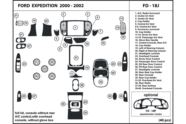 2000 Ford Expedition DL Auto Dash Kit Diagram
