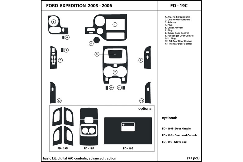 2003 Ford Expedition DL Auto Dash Kit Diagram