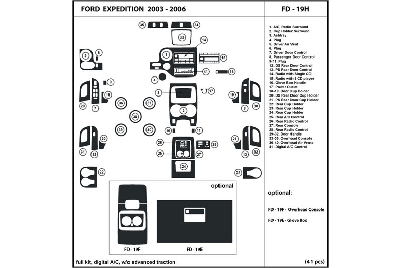 2003 Ford Expedition DL Auto Dash Kit Diagram