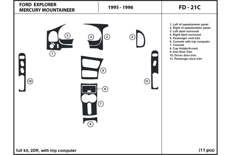1995 Ford Explorer DL Auto Dash Kit Diagram