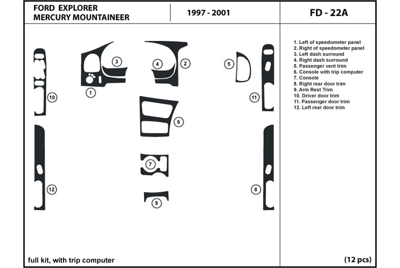 1997 Ford Explorer DL Auto Dash Kit Diagram