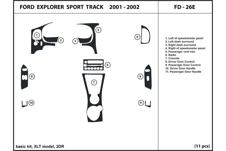 DL Auto™ Ford Explorer 2001-2002 Dash Kits
