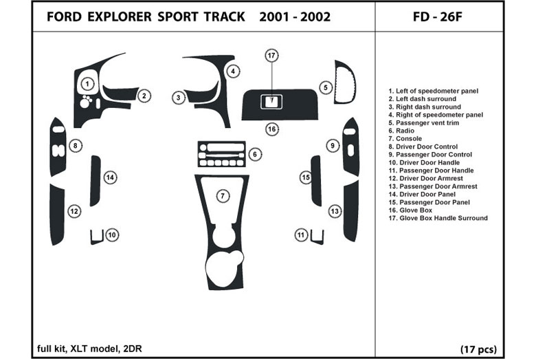 2001 Ford Explorer DL Auto Dash Kit Diagram