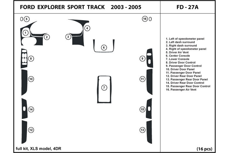 2003 Ford Explorer DL Auto Dash Kit Diagram