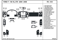 2004 Ford F-150 DL Auto Dash Kit Diagram