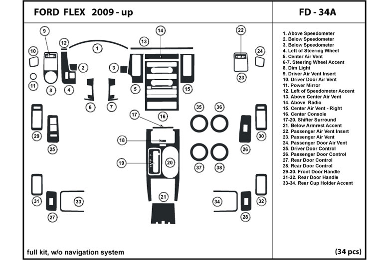 2009 Ford Flex DL Auto Dash Kit Diagram