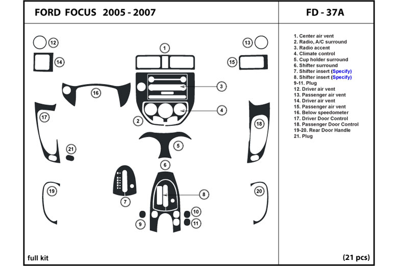DL Auto™ Ford Focus 2005-2007 Dash Kits