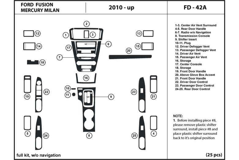 DL Auto™ Mercury Milan 2010-2011 Dash Kits