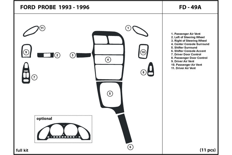 DL Auto™ Ford Probe 1993-1996 Dash Kits