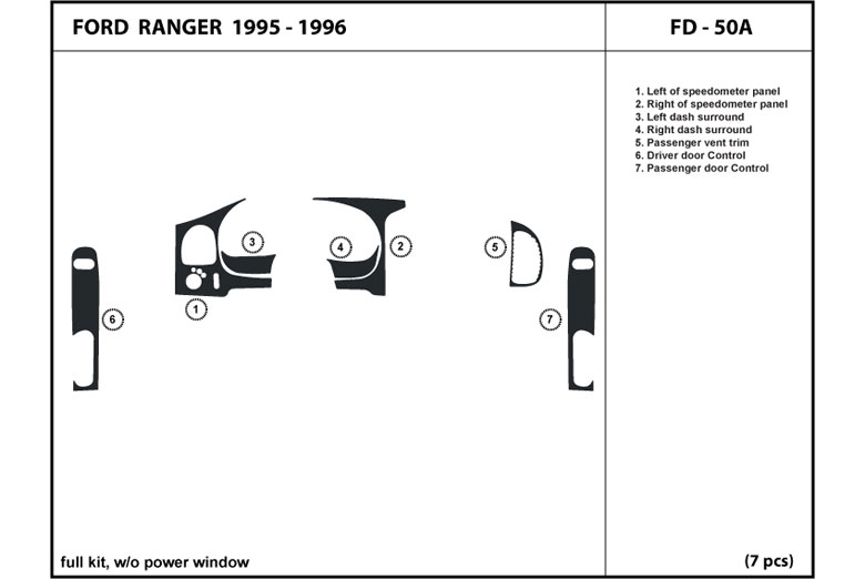 1995 Ford Ranger DL Auto Dash Kit Diagram