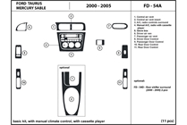 2000 Mercury Sable DL Auto Dash Kit Diagram