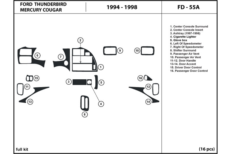 DL Auto™ Mercury Cougar 1994-1997 Dash Kits