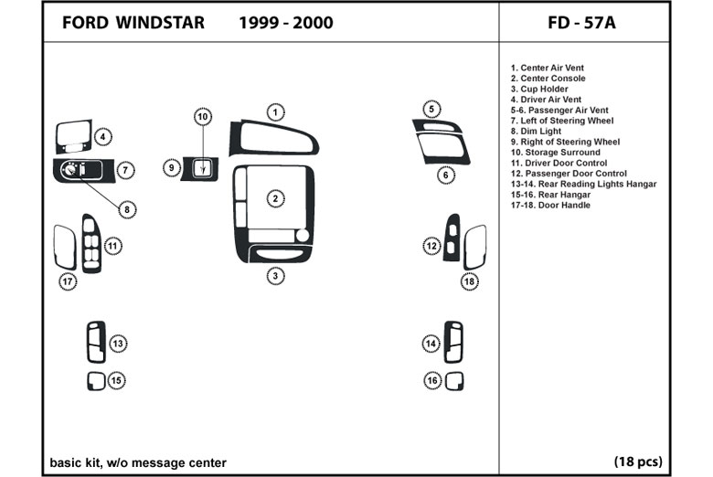 DL Auto™ Ford Windstar 1999-2000 Dash Kits