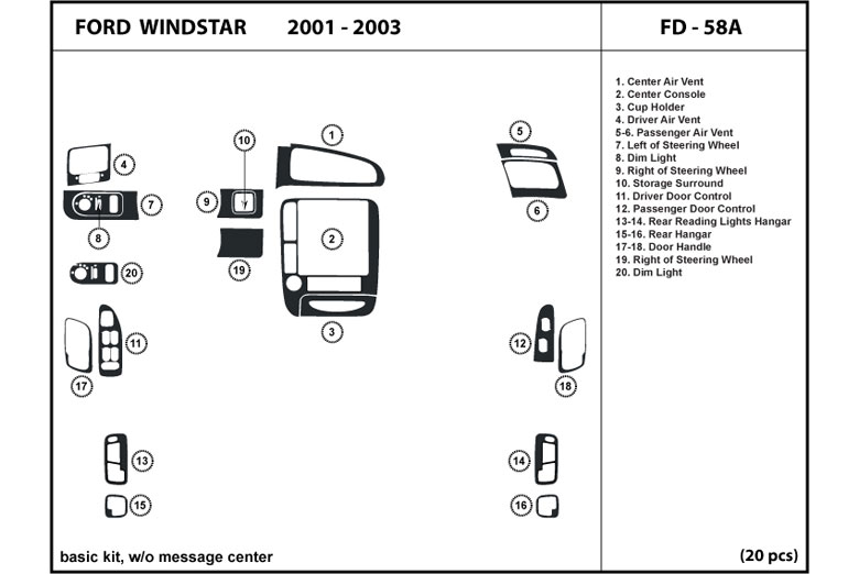 DL Auto™ Ford Windstar 2001-2003 Dash Kits