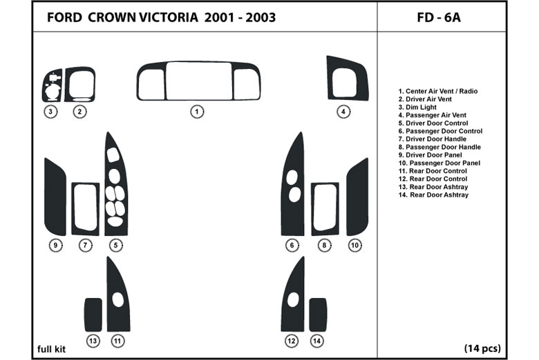 DL Auto™ Ford Crown Victoria 2001-2003 Dash Kits
