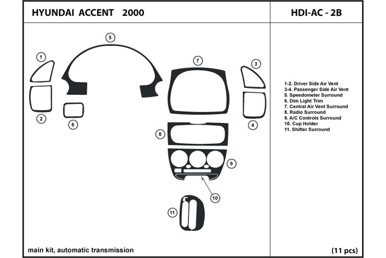 DL Auto™ Hyundai Accent 2000 Dash Kits