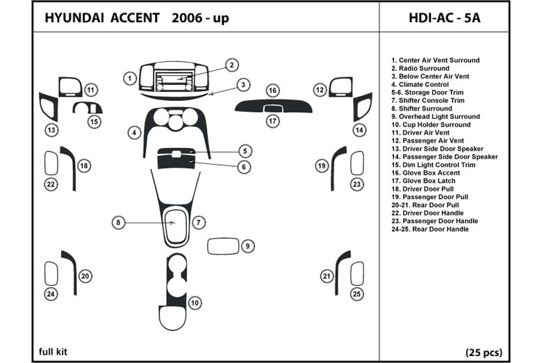 2006 Hyundai Accent DL Auto Dash Kit Diagram
