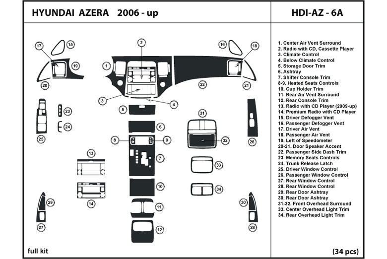 DL Auto™ Hyundai Azera 2006-2011 Dash Kits