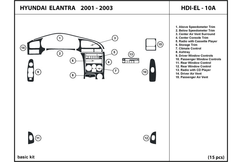 DL Auto™ Hyundai Elantra 2001-2003 Dash Kits