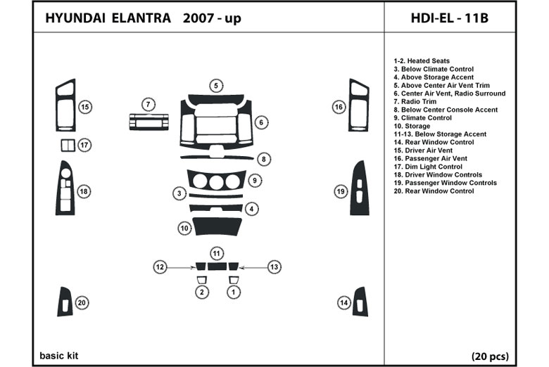 DL Auto™ Hyundai Elantra 2007-2009 Dash Kits