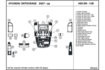2008 Hyundai Entourage DL Auto Dash Kit Diagram