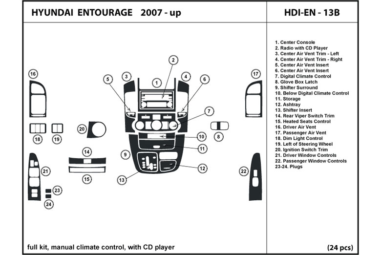 DL Auto™ Hyundai Entourage 2007-2008 Dash Kits
