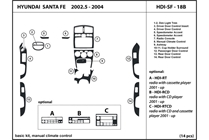 2004 Hyundai Santa Fe DL Auto Dash Kit Diagram