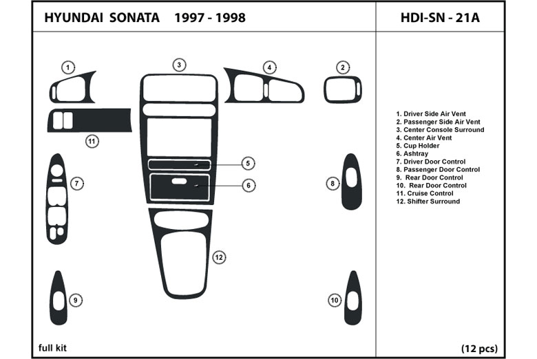 DL Auto™ Hyundai Sonata 1997-1998 Dash Kits