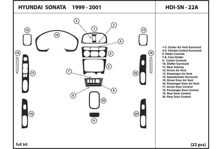 DL Auto™ Hyundai Sonata 1999-2001 Dash Kits