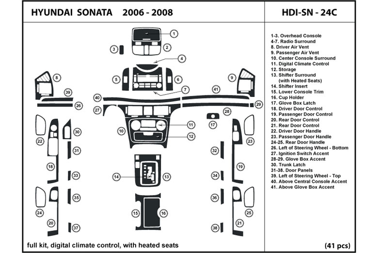 2006 Hyundai Sonata DL Auto Dash Kit Diagram