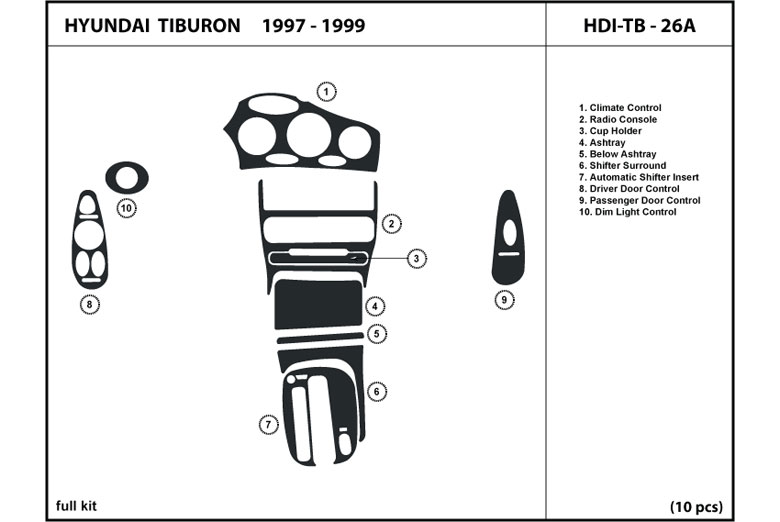 DL Auto™ Hyundai Tiburon 1997-1999 Dash Kits