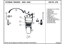 2001 Hyundai Tiburon DL Auto Dash Kit Diagram