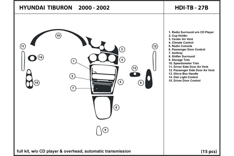 DL Auto™ Hyundai Tiburon 2000-2001 Dash Kits