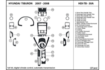 2008 Hyundai Tiburon DL Auto Dash Kit Diagram