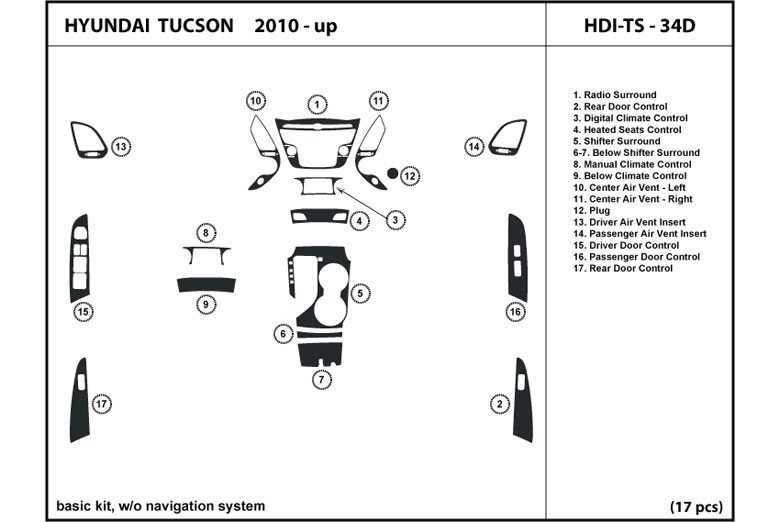 DL Auto™ Hyundai Tucson 2010-2012 Dash Kits