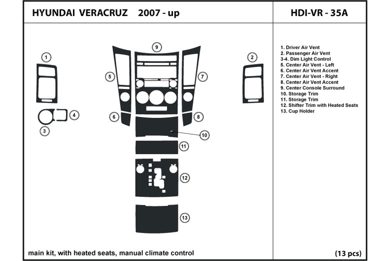 DL Auto™ Hyundai Veracruz 2007-2012 Dash Kits