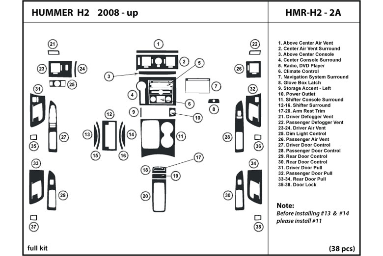 2008 Hummer H2 DL Auto Dash Kit Diagram